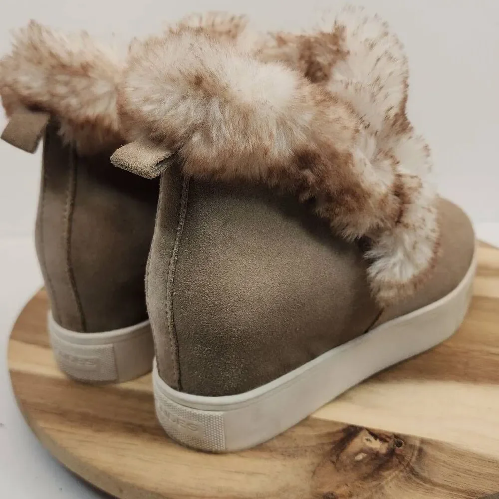 J/Slides Sean Faux Fur Trim Waterproof Sneaker Booties Women's Size 8.5
